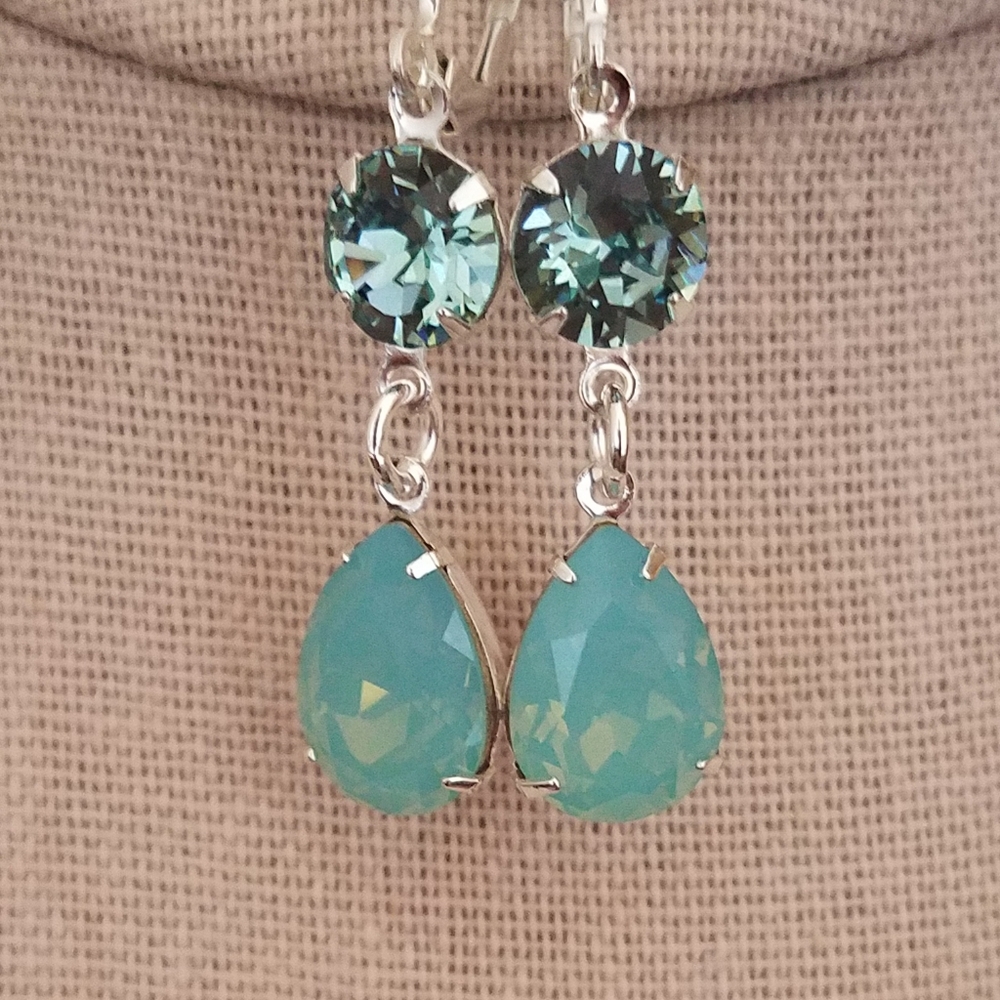 Austrian Crystal Sterling Silver Earrings - Picture 5 of 8
